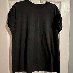 Topshop cotton T-shirt rolled cuff sleeve Size M/L black